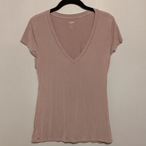 Express pink v neck fitted tee